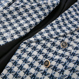 Women Suits Autumn Vintage Double Breasted Houndstooth Texture Lapel Blazer Small Suit