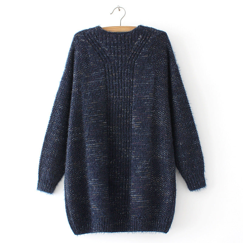 Women Sweater Knitwear Autumn and Winter Mohair V-neck Knitted Cardigan