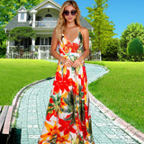 Women Date Dress Spring and Summer Sexy Floral Strap Beach Dress