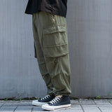 Men Sweatpants Multi-Pocket Cargo Pants Loose Straight Trousers