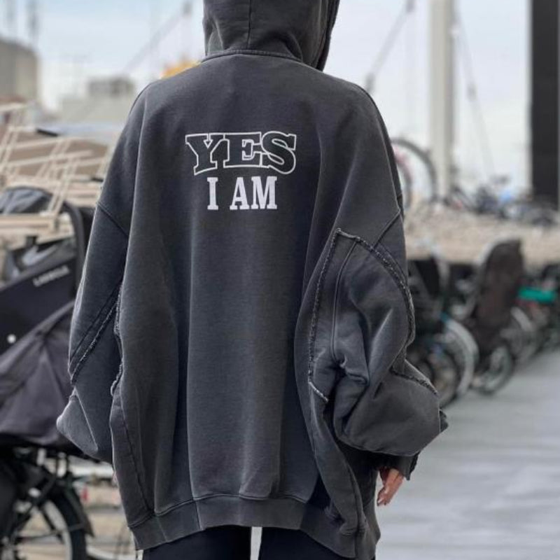 Vetements Hoodie VTM Loose Slit Stitching Zipper Coat Wash Sweater