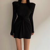 Women Dresses Knitted Long Sleeve Short Dress