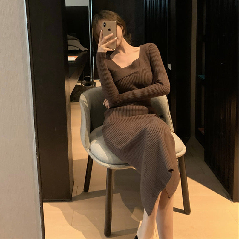 Women Maxi Dress Autumn and Winter Knitting Dress