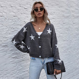Women Knitted Sweater Autumn Long Sleeve XINGX Pattern Knitted Short Coat