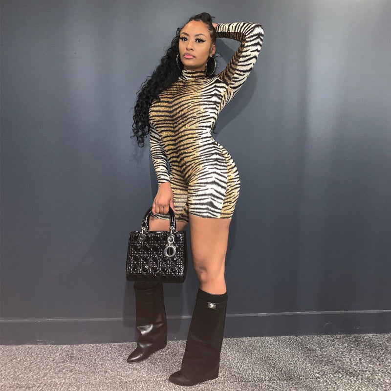 Women Jumpsuit Spring Turtleneck Pullover Long Sleeve Sexy Jumpsuit