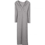 Women Dresses Hooded V-neck Sweatshirt Skirt Long Sleeve Hip Skirt