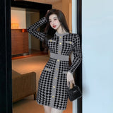 Women Maxi Dress Fall/Winter Single-Breasted Long Sleeve Slim Fit Hip Knitwear Dress
