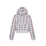 Ashleywilliams hooded cardigan women's sweet cool long sleeves sweet and spicy style sweatshirt zipper outwear