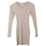 Women Dresses Autumn and Winter V-neck Long-Sleeve Dress Short Skirt Sexy Hip Skirt