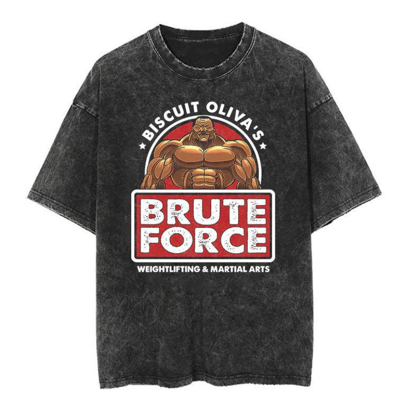 Cotton washed summer retro printed T-shirt men's and women's short sleeves