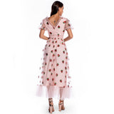Women Evening Gown Sexy Puff Sleeve Strawberry Sequins Dress