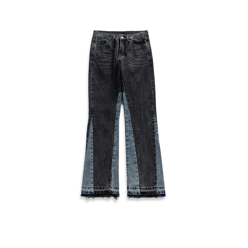 MIJKO Men's Vintage Pants MIJKO Men's Women's Autumn and Winter Wide Pants Spliced Jeans