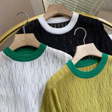 Women Sweater Knitwear Summer Short Sleeve Women's Loose and Simple Hollow out Bottoming Knitwear