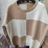 Women Knitted Pullover Winter Loose Retro Knitted Top