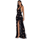 Women Evening Gown Sexy Retro Sequined Suspender Dress