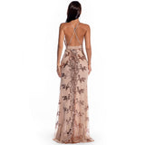Women Evening Gown Sexy Retro Sequined Suspender Dress