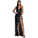 Women Evening Gown Sexy Retro Sequined Suspender Dress