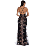 Women Evening Gown Sexy Retro Sequined Suspender Dress