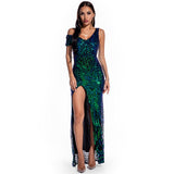 Women's Evening Gown Sexy Retro off-the-Shoulder Sequins Dress Dress
