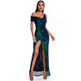 Women's Evening Gown Sexy Retro off-the-Shoulder Sequins Dress Dress