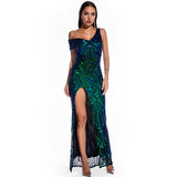 Women's Evening Gown Sexy Retro off-the-Shoulder Sequins Dress Dress