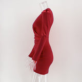 Women Evening Gown Sexy V-neck Spring and Autumn Long Sleeve Party Dress