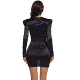 Women Evening Gown Sexy V-neck Spring and Autumn Long Sleeve Party Dress