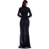 Women's Evening Gown Sexy Retro Long Sleeve See-through Sequins Dress