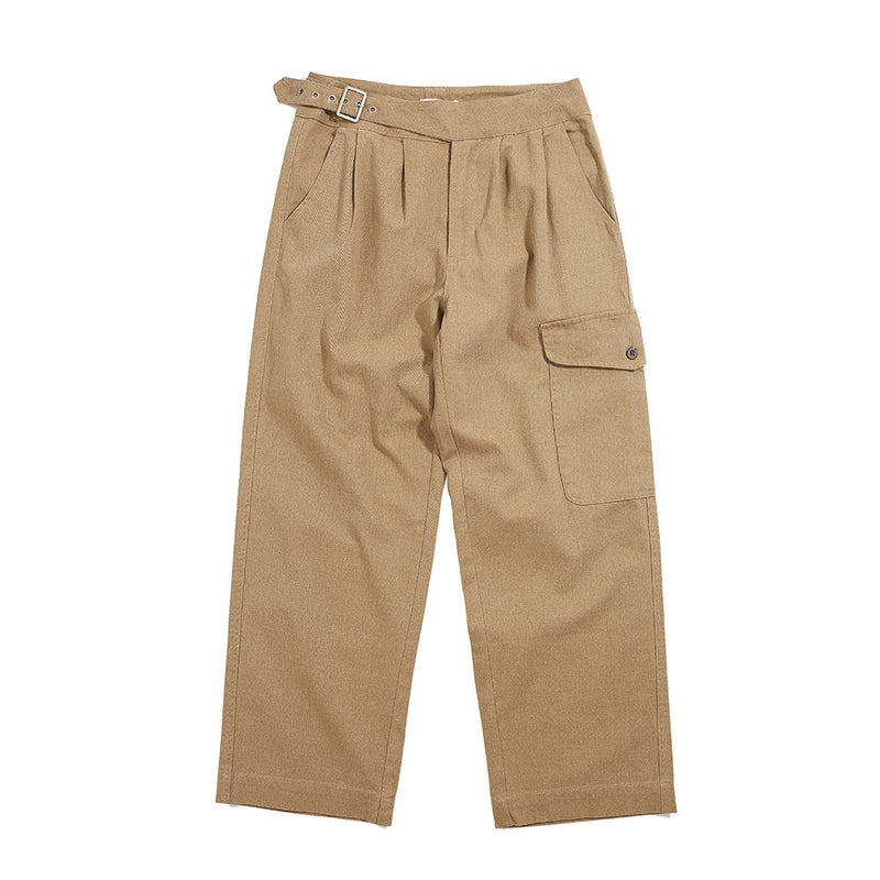 Men Sweatpants Solid Color Multi-Pocket Cargo Pants Baggy Straight Trousers Loose Casual Pants