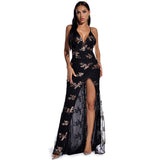 Women Evening Gown Sexy Retro Sequined Suspender Dress