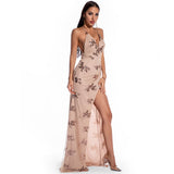 Women Evening Gown Sexy Retro Sequined Suspender Dress