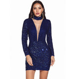 Women's Evening Gown Sexy Retro Long Sleeve Sequins Dress Gown