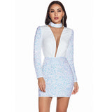 Women's Evening Gown Sexy Retro Long Sleeve Sequins Dress Gown