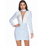 Women's Evening Gown Sexy Retro Long Sleeve Sequins Dress Gown