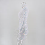 Women's Evening Gown Sexy Retro Long Sleeve Sequins Dress Gown
