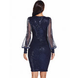Women's Evening Gown Sexy Mesh Stitching Sequins Dress Casual Dress