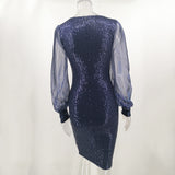 Women's Evening Gown Sexy Mesh Stitching Sequins Dress Casual Dress