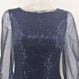 Women's Evening Gown Sexy Mesh Stitching Sequins Dress Casual Dress