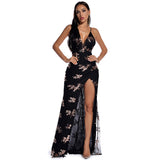 Women Evening Gown Sexy Retro Sequined Suspender Dress