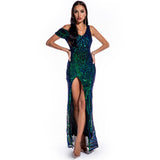 Women's Evening Gown Sexy Retro off-the-Shoulder Sequins Dress Dress