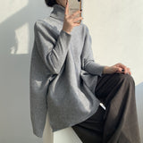 Women Winter Knitted Sweater Loose High Collar Knitted Sweater Top 8t8107