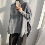 Women Winter Knitted Sweater Loose High Collar Knitted Sweater Top 8t8107