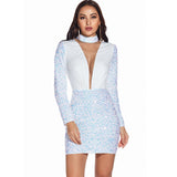 Women's Evening Gown Sexy Retro Long Sleeve Sequins Dress Gown