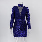 Women's Evening Gown Sexy Retro Long Sleeve Sequins Dress Gown