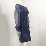 Women's Evening Gown Sexy Mesh Stitching Sequins Dress Casual Dress