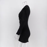 Women Evening Gown Sexy V-neck Spring and Autumn Long Sleeve Party Dress