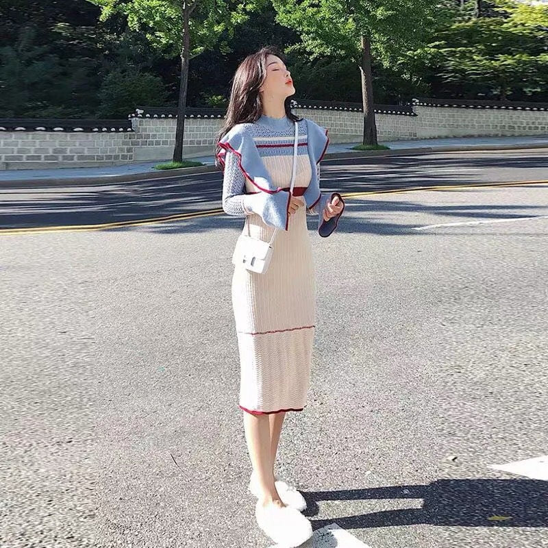 Women Maxi Dress Autumn and Winter Knitting Dress Dress Sweater Dress