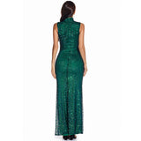 Women Evening Gown Sexy Retro Green Sequins Dress Speed Dress