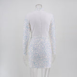 Women's Evening Gown Sexy Retro Long Sleeve Sequins Dress Gown