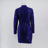 Women's Evening Gown Sexy Retro Long Sleeve Sequins Dress Gown